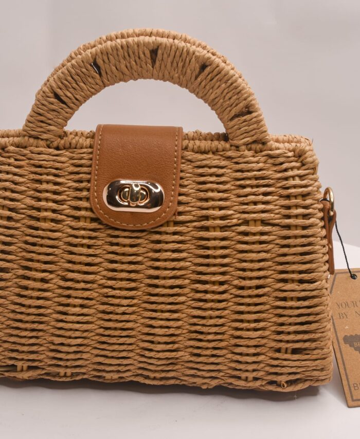 BOLSO DE RAFIA MARRÓN (DURO ) CON ASA