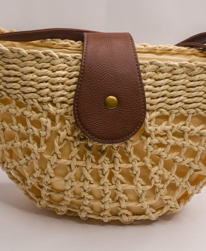 BOLSO DE RAFIA MEDIANO COLOR MARRÓN OSCURO O CLARO