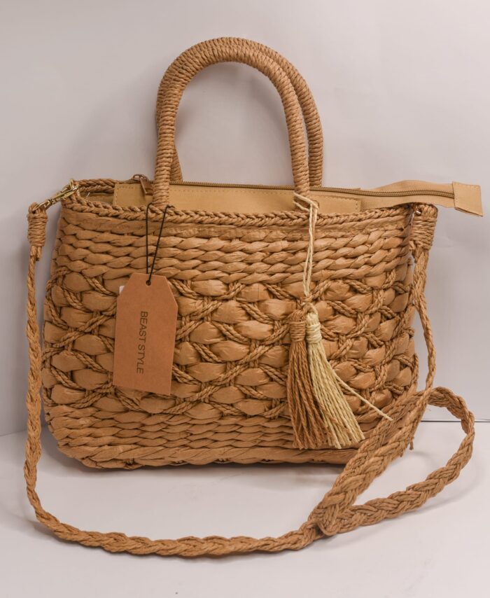 BOLSO DE RAFIA GRUESO MARRÓN OSCURO