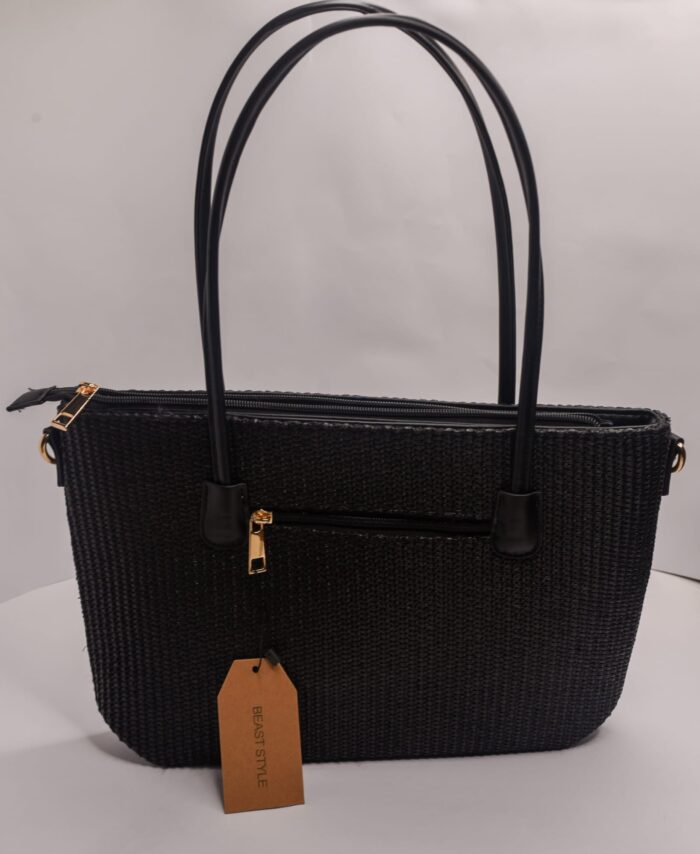 BOLSO NEGRO DE RAFIA FUERTE