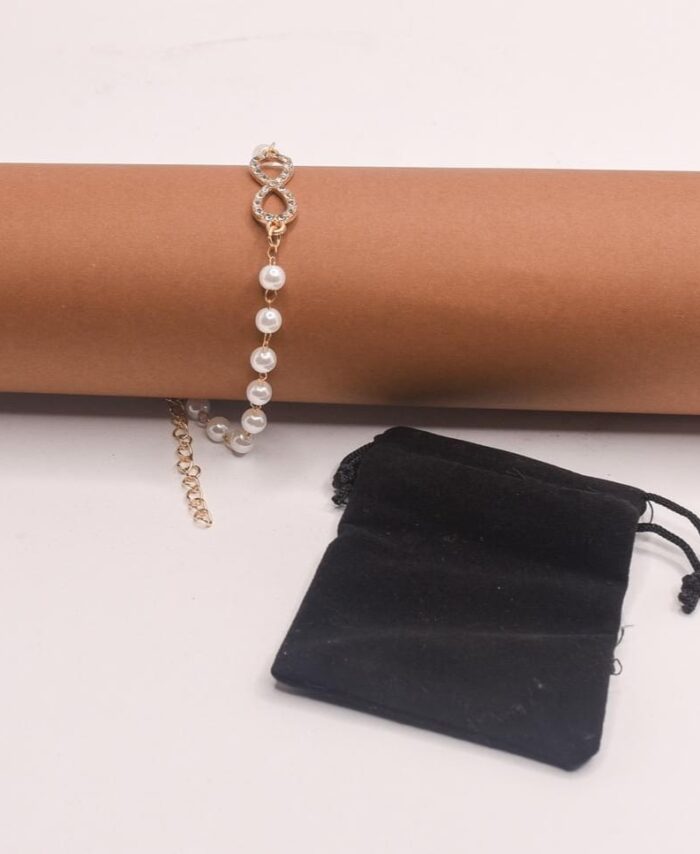 PULSERA INFINITO DORADA CON PERLAS